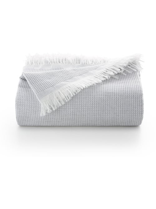 Couverture type Plaid, tissu texturé en fil teint en relief en nid d'abeille, avec franges - Gamusi - Kiabi Couverture type Plaid, tissu texturé en fil teint en relief en nid d'abeille, avec franges - Gamusi - Kiabi