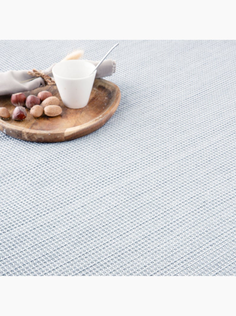 Couverture type Plaid, tissu texturé en fil teint en relief en nid d'abeille, avec franges - Gamusi Gris clair - Kiabi