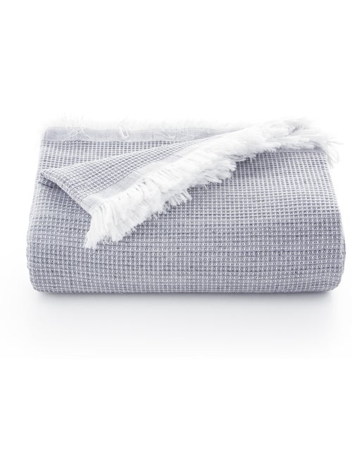 Couverture type Plaid, tissu texturé en fil teint en relief en nid d'abeille, avec franges - Gamusi - Kiabi Couverture type Plaid, tissu texturé en fil teint en relief en nid d'abeille, avec franges - Gamusi - Kiabi
