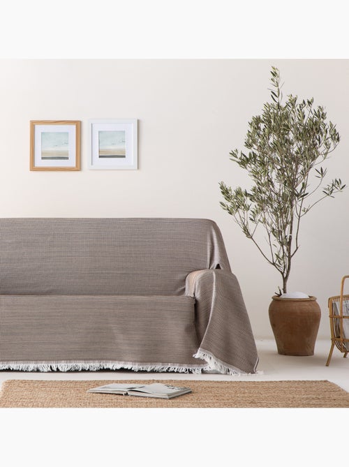 Couverture type Plaid, tissu texturé en fil teint en relief en nid d'abeille, avec franges - Gamusi - Kiabi Couverture type Plaid, tissu texturé en fil teint en relief en nid d'abeille, avec franges - Gamusi - Kiabi