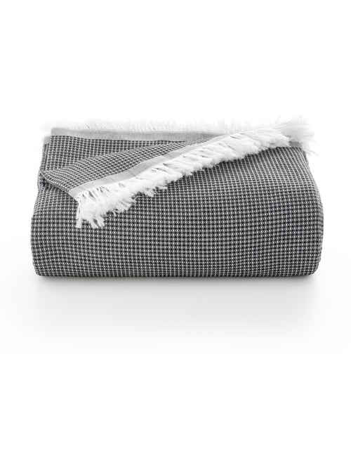 Couverture type Plaid, tissu texturé en fil teint en relief en nid d'abeille, avec franges - Gamusi - Kiabi Couverture type Plaid, tissu texturé en fil teint en relief en nid d'abeille, avec franges - Gamusi - Kiabi
