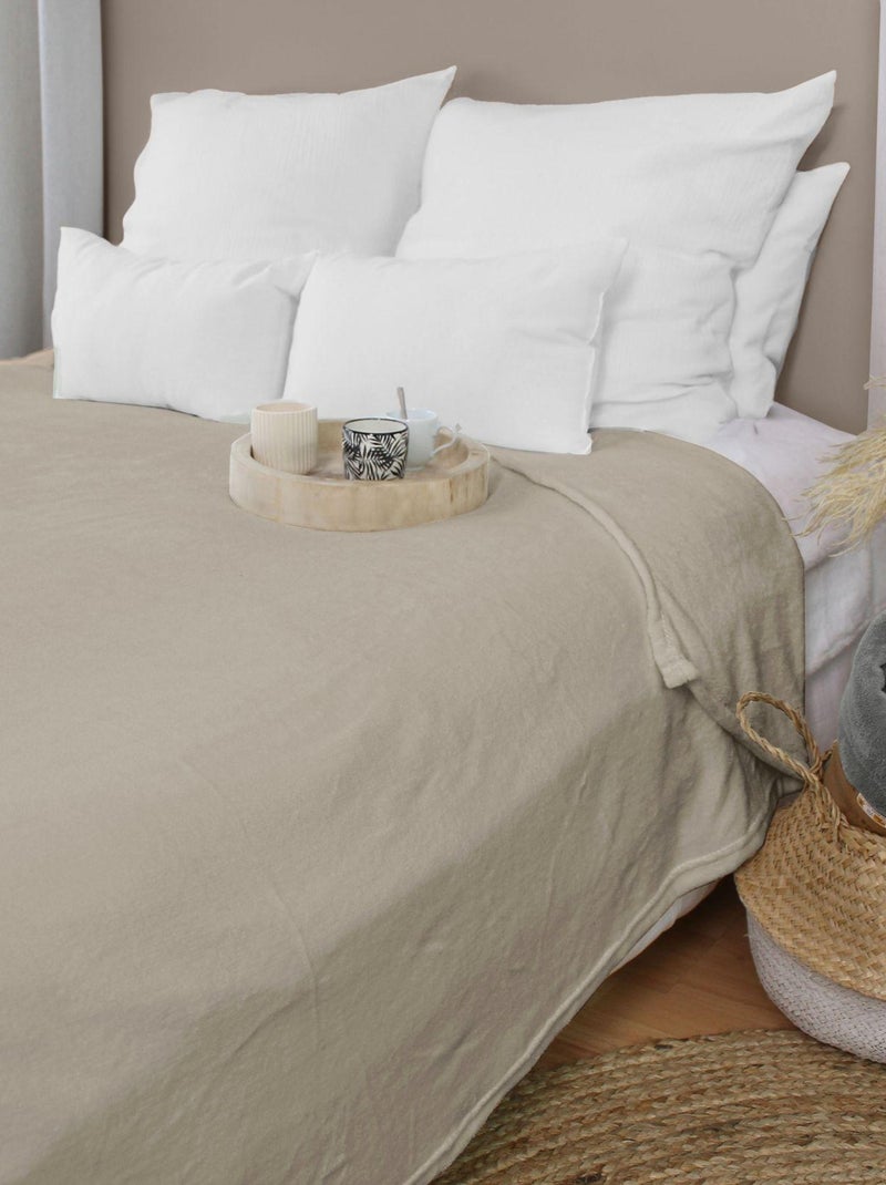 Couverture unie en molleton Beige clair - Kiabi