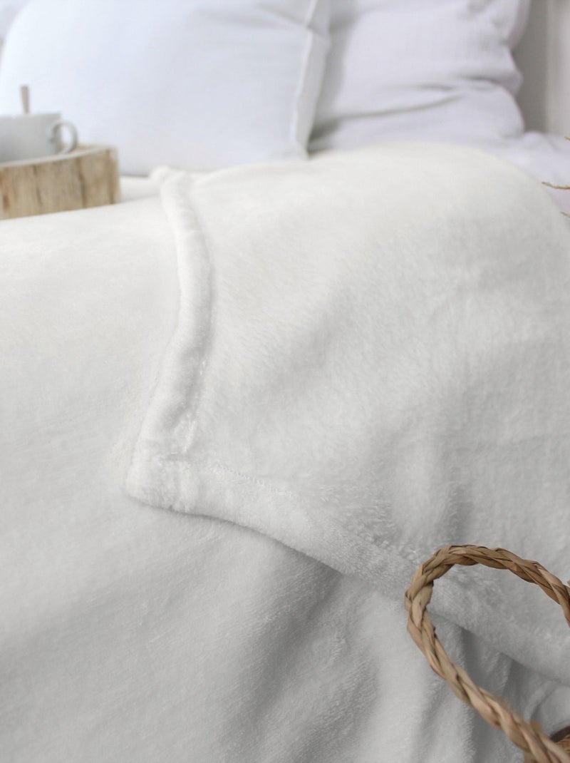 Couverture unie en molleton Ecru - Kiabi