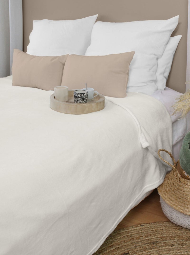 Couverture unie en molleton Ecru - Kiabi