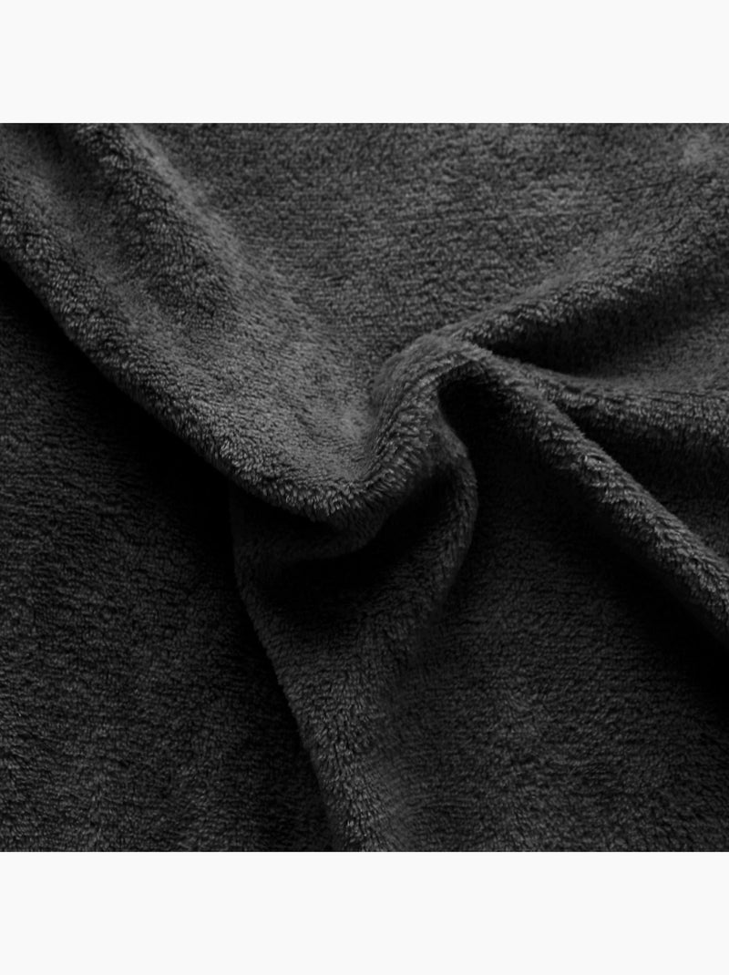 Couverture unie en molleton gris anthracite - Kiabi