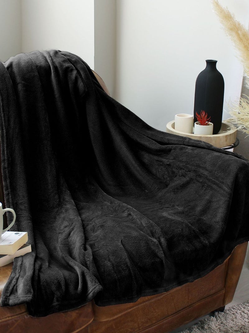 Couverture unie en molleton Noir - Kiabi
