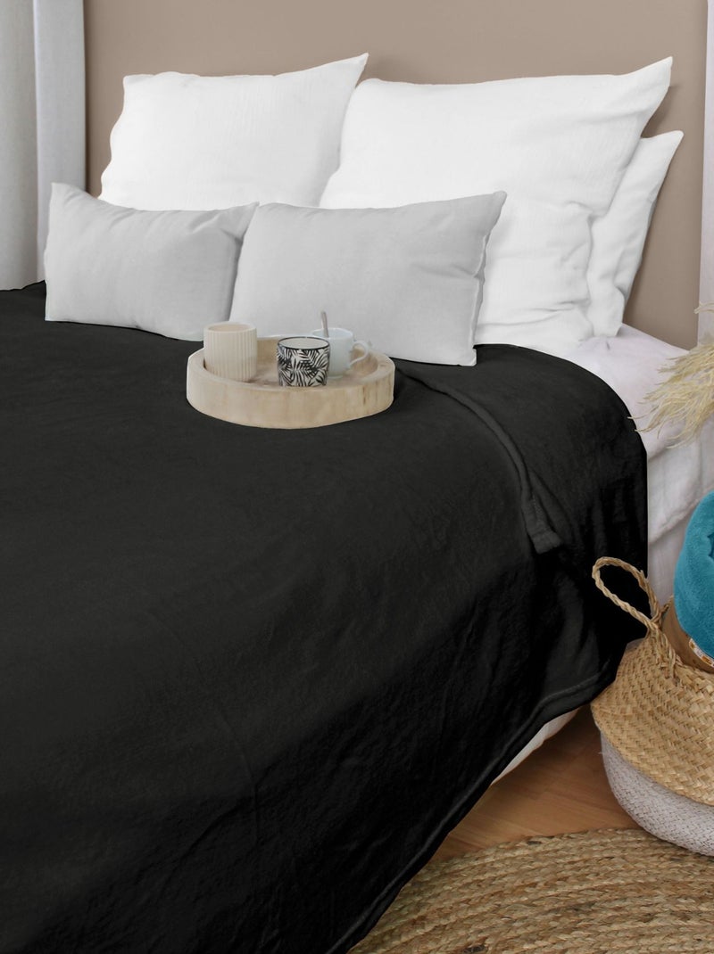 Couverture unie en molleton Noir - Kiabi