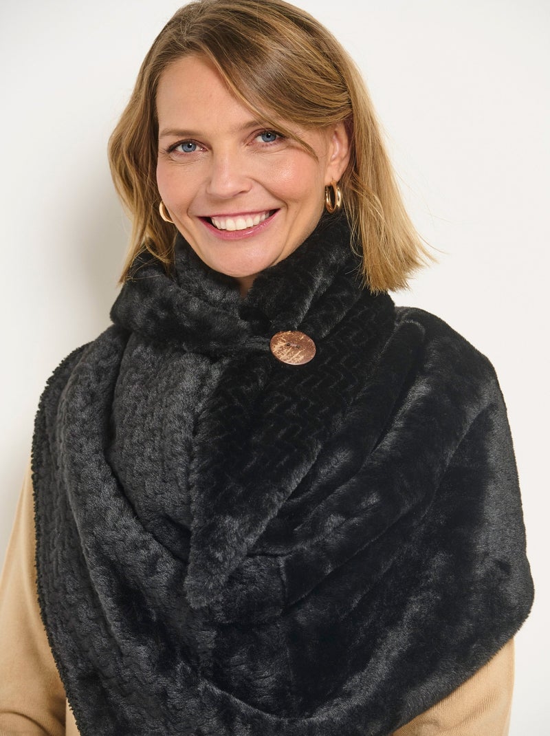 Couvre épaules fourrure chaud motif chevrons Noir - Kiabi