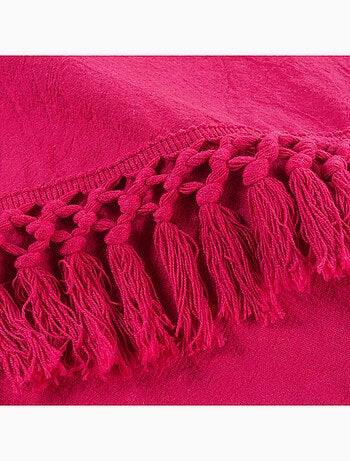 Couvre-lit 1 personne – Coton uni à franges SALMA