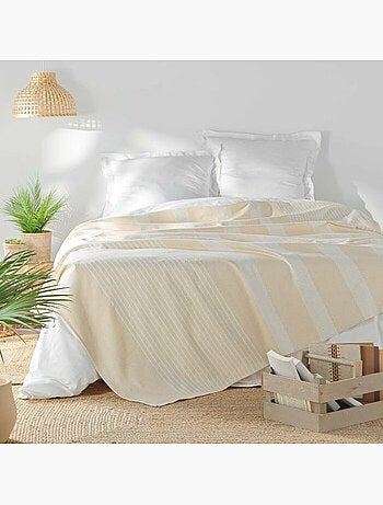 Couvre lit 1 personne coton/polyester tisse adele