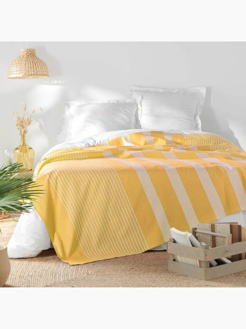Couvre lit 1 personne coton/polyester tisse adele - Kiabi