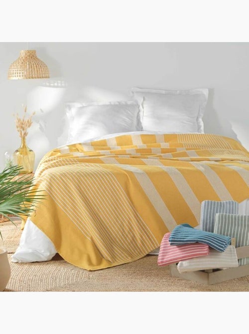 Couvre lit 1 personne coton/polyester tisse adele - Kiabi