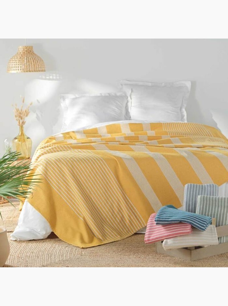 Couvre lit 1 personne coton/polyester tisse adele Curry - Kiabi