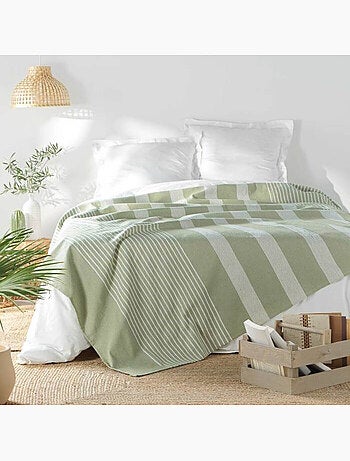 Couvre lit 1 personne coton/polyester tisse adele