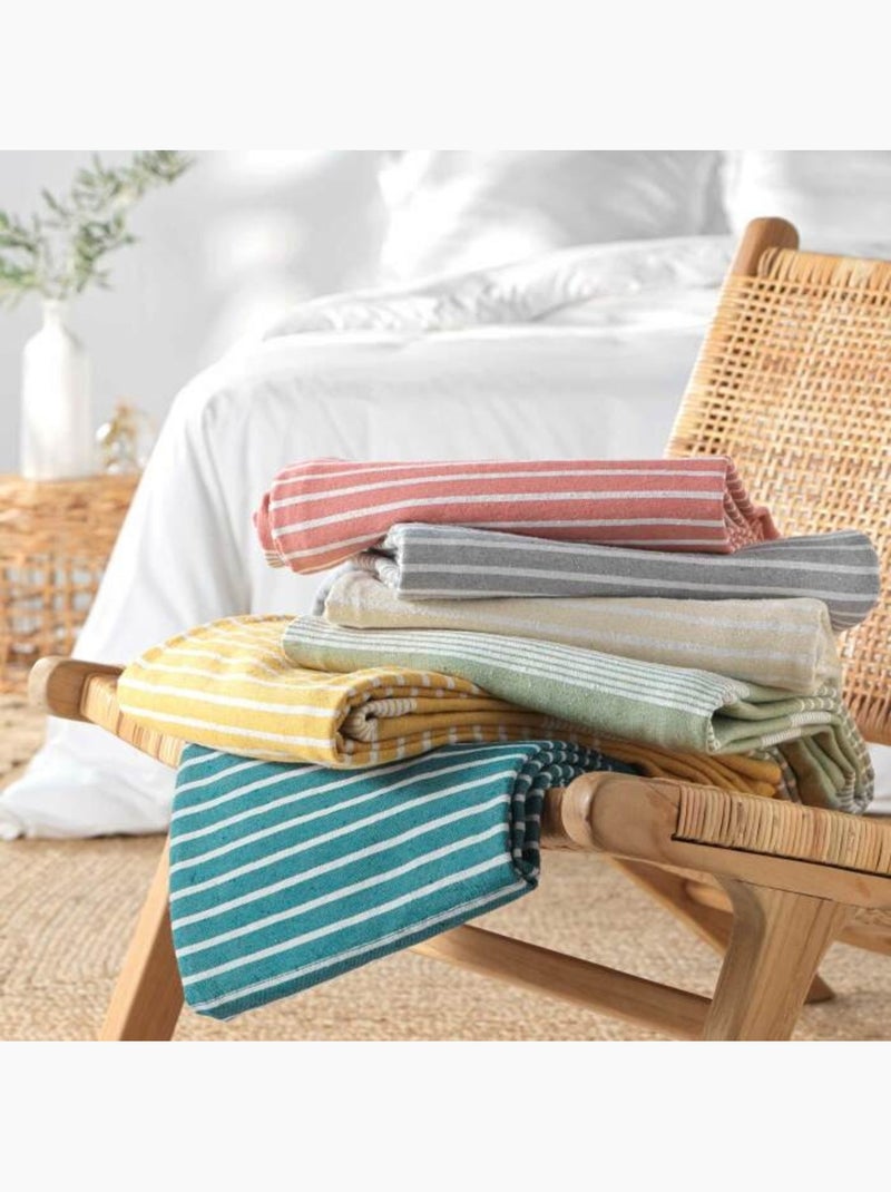 Couvre lit 1 personne coton/polyester tisse adele Vert Sauge - Kiabi