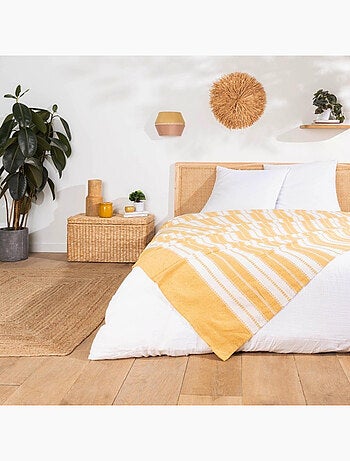 Couvre lit 2 personnes coton/polyester jacquard