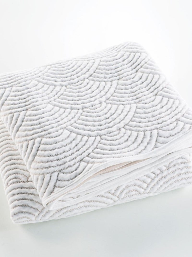 Couvre-lit 2 personnes matelassé 220x240 + 2 housses de coussins Blanc - Kiabi