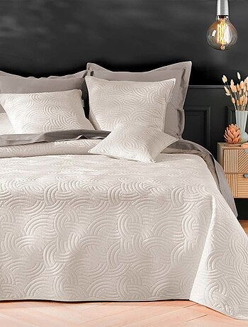 Couvre-lit 2 personnes matelassé 220x240 + 2 taies SOLANGE Lin