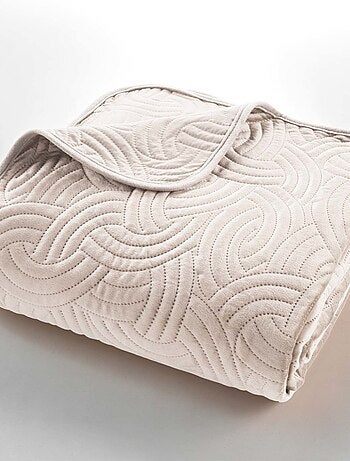 Couvre-lit 2 personnes matelassé 220x240 + 2 taies SOLANGE Lin