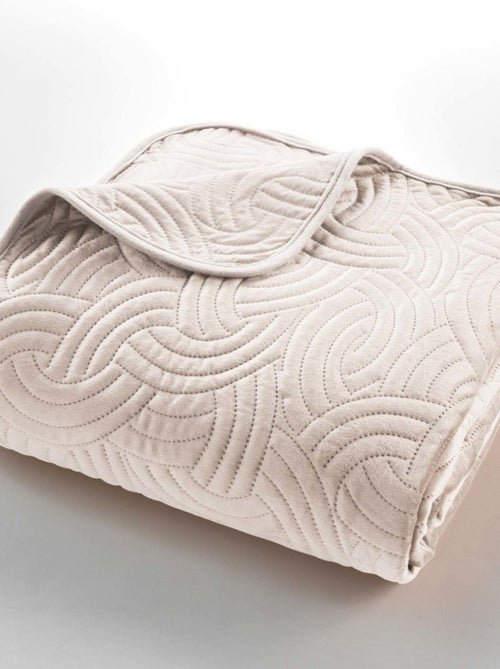 Couvre-lit 2 personnes matelassé 220x240 + 2 taies SOLANGE Naturel - Kiabi