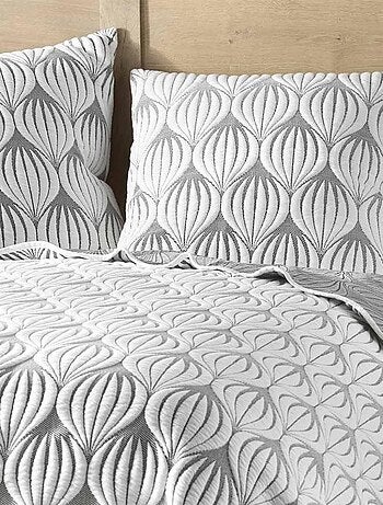 Couvre-lit 2 personnes matelassé 220x240 + taies jersey microfibre Faustine