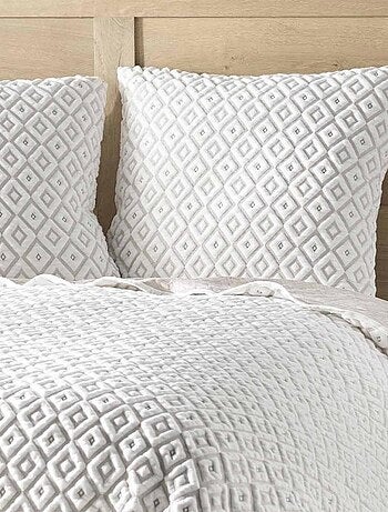 Couvre-lit 2 personnes matelassé 220x240 + taies jersey microfibre Joana