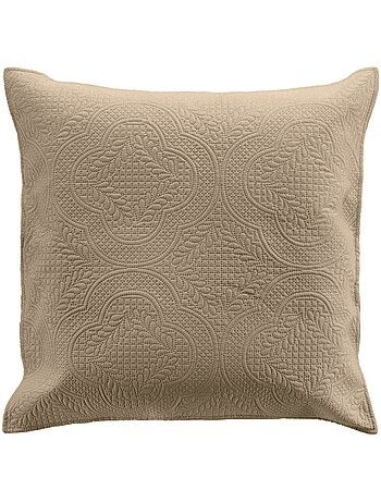 Couvre-lit 2 personnes matelassé 240x260 microfibre Romane coloris lin