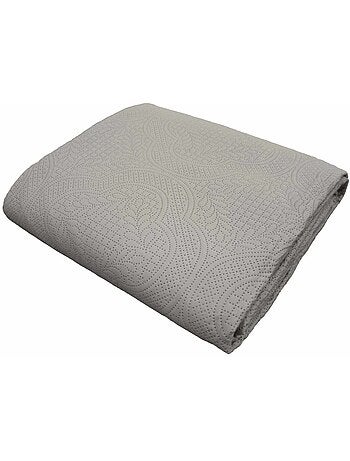 Couvre-lit 2 personnes matelassé microfibre Romane coloris gris