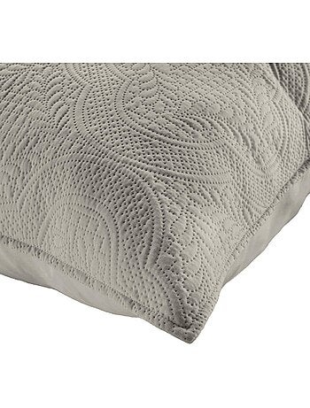 Couvre-lit 2 personnes matelassé microfibre Romane coloris gris