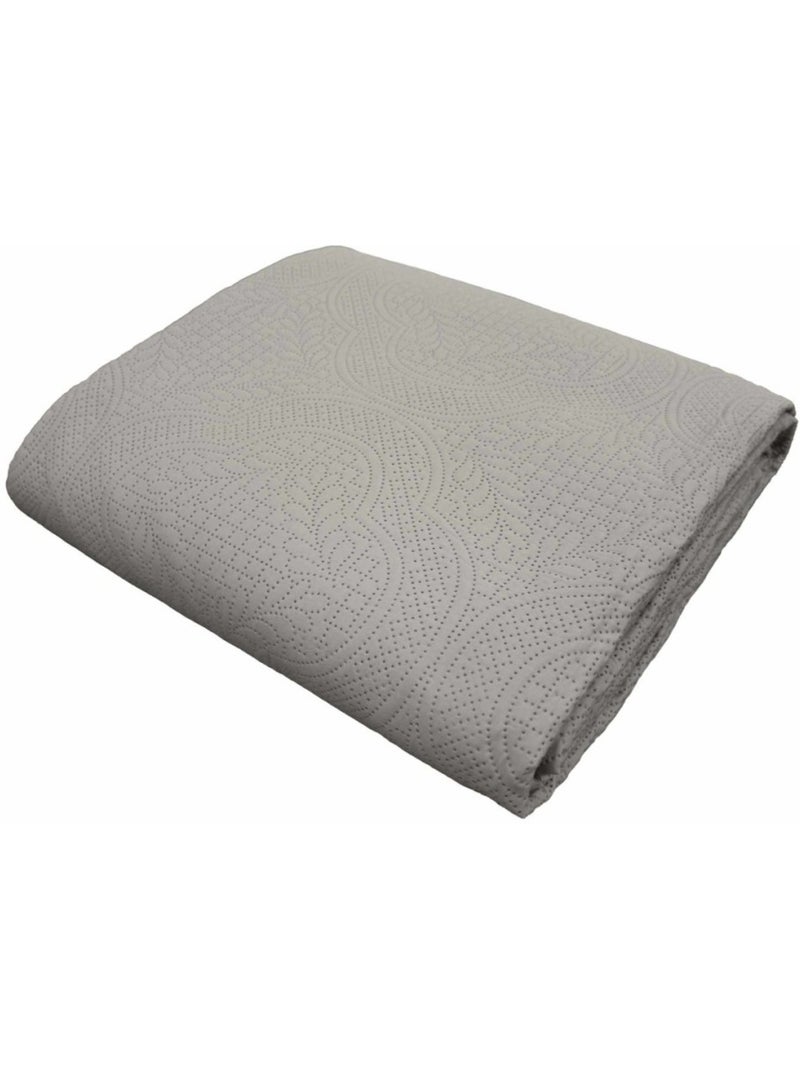 Couvre-lit 2 personnes matelassé microfibre Romane coloris gris Gris - Kiabi