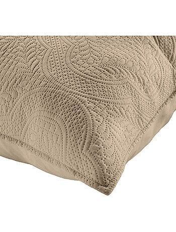Couvre-lit 2 personnes matelassé microfibre Romane coloris lin