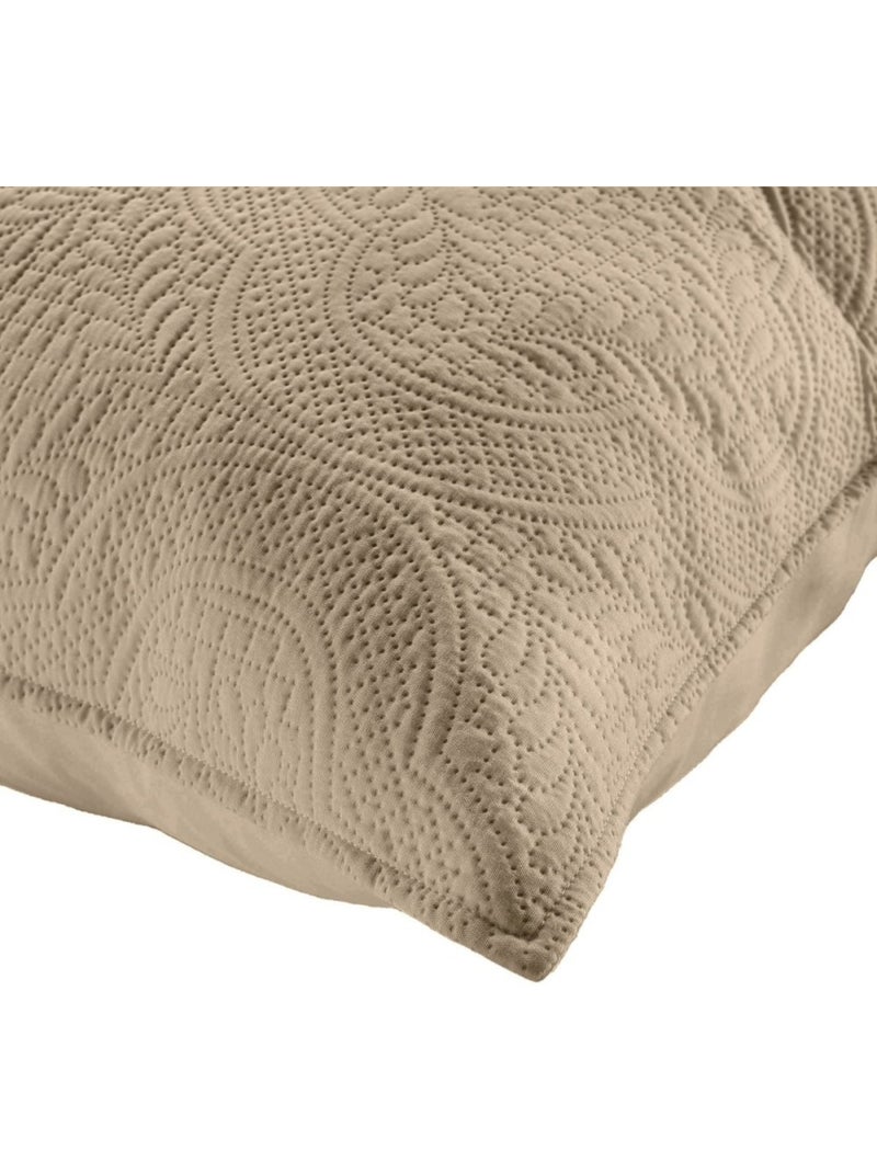 Couvre-lit 2 personnes matelassé microfibre Romane coloris lin Beige - Kiabi
