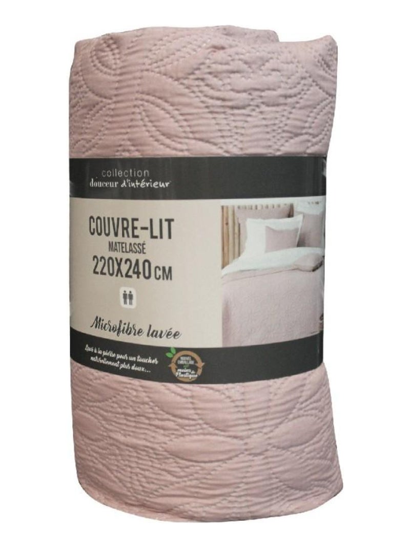 Couvre-lit 2 personnes matelassé  microfibre uni Florette rose Rose - Kiabi