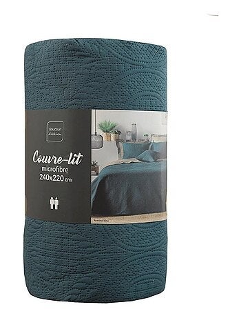Couvre-lit 2 personnes matelassé microfibre unie Romane terracotta
