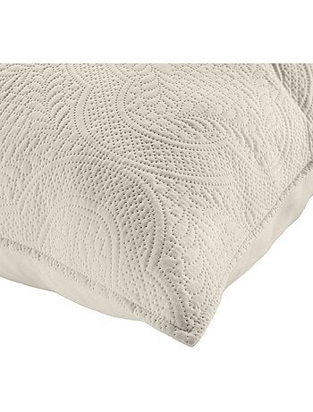 Couvre-lit 2 personnes matelassé microfibre unie Romane naturel