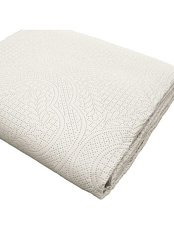 Couvre-lit 2 personnes matelassé microfibre unie Romane naturel
