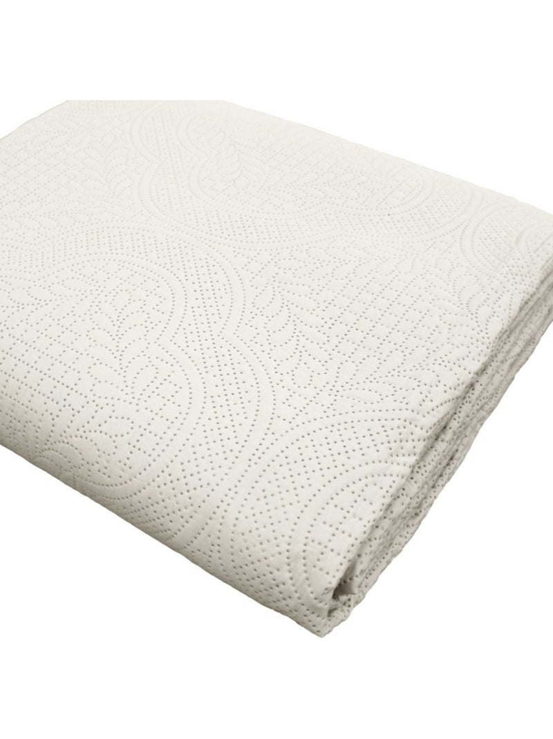 Couvre-lit 2 personnes matelassé microfibre unie Romane naturel Beige - Kiabi