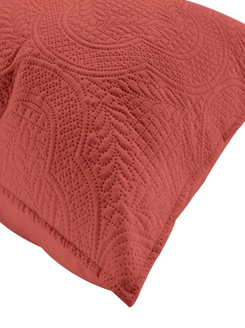 Couvre-lit 2 personnes matelassé  microfibre unie Romane terracotta - Kiabi