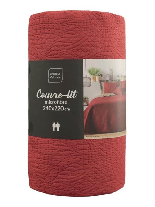 Couvre-lit 2 personnes matelassé  microfibre unie Romane terracotta - Kiabi