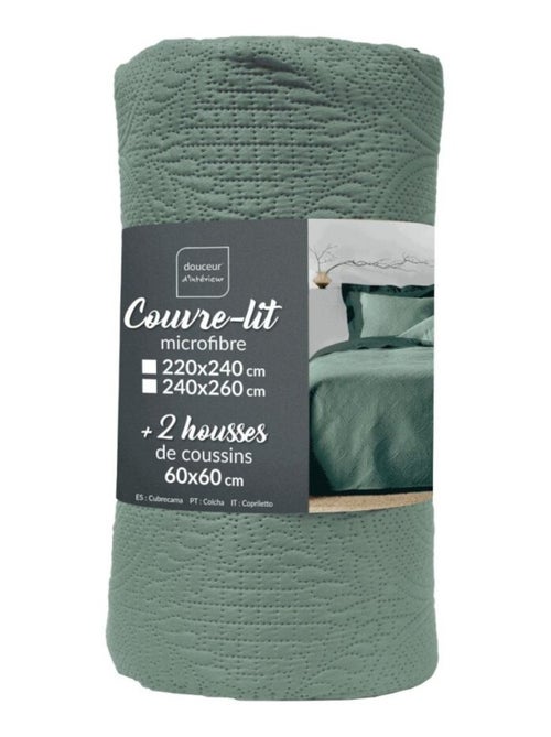 Couvre-lit 2 personnes microfibre 220x240  + 2 housses de coussins - Kiabi