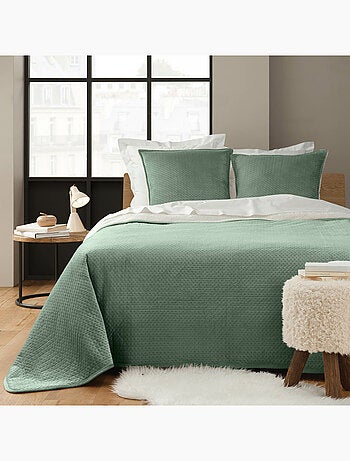 Couvre-lit + 2 taies 60 x 60 cm – Velours Relief & Sherpa – Modèle Mylène