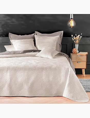Couvre-lit 3 pièces matelassé velours + deux taies