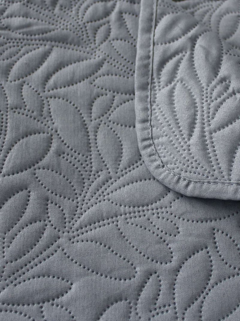 Couvre-lit à dessin floral Gris - Kiabi