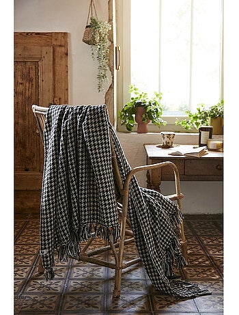 couvre-lit à franges - Pied de poule - Gaspard