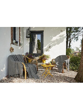 couvre-lit à franges - Pied de poule - Gaspard