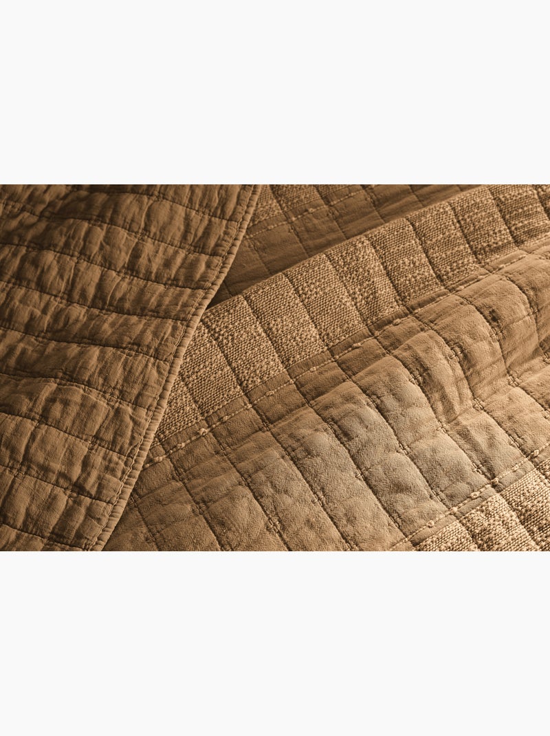 Couvre-lit ALIX en coton jacquard Camel - Kiabi