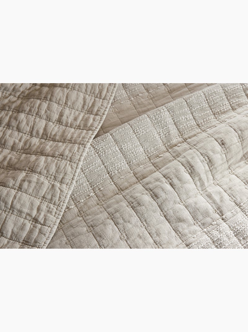 Couvre-lit ALIX en coton jacquard Sable - Kiabi
