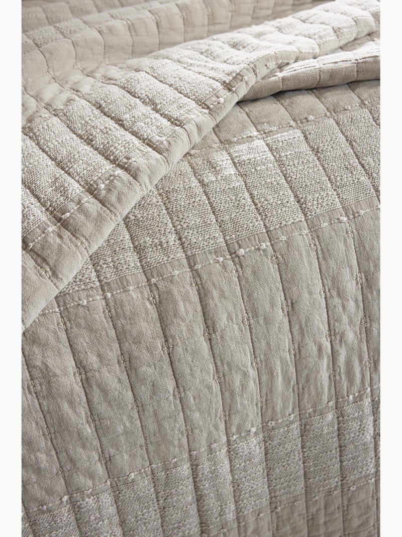 Couvre-lit ALIX en coton jacquard Sable - Kiabi