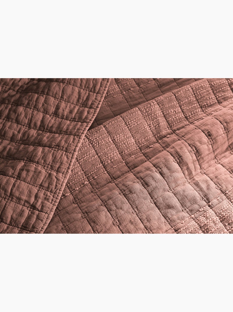 Couvre-lit ALIX en coton jacquard Terracotta - Kiabi