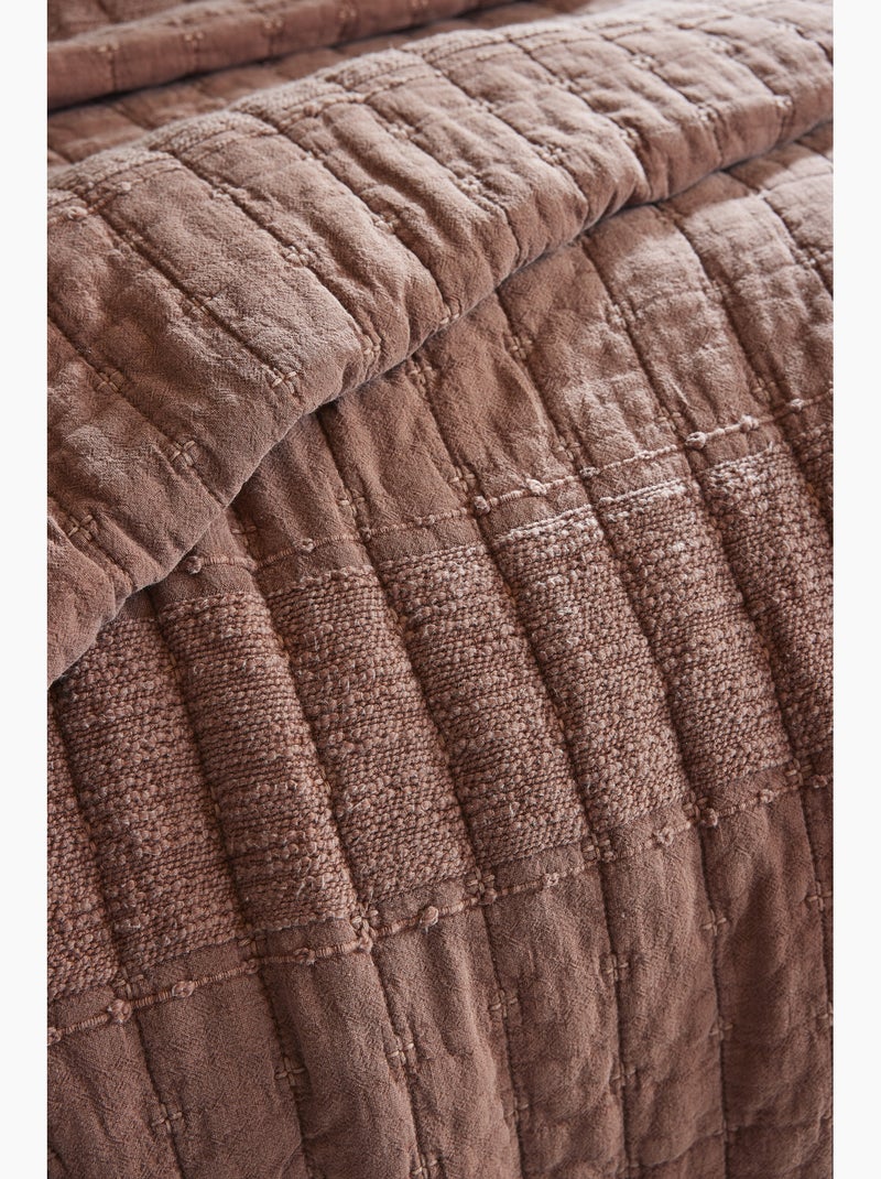 Couvre-lit ALIX en coton jacquard Terracotta - Kiabi